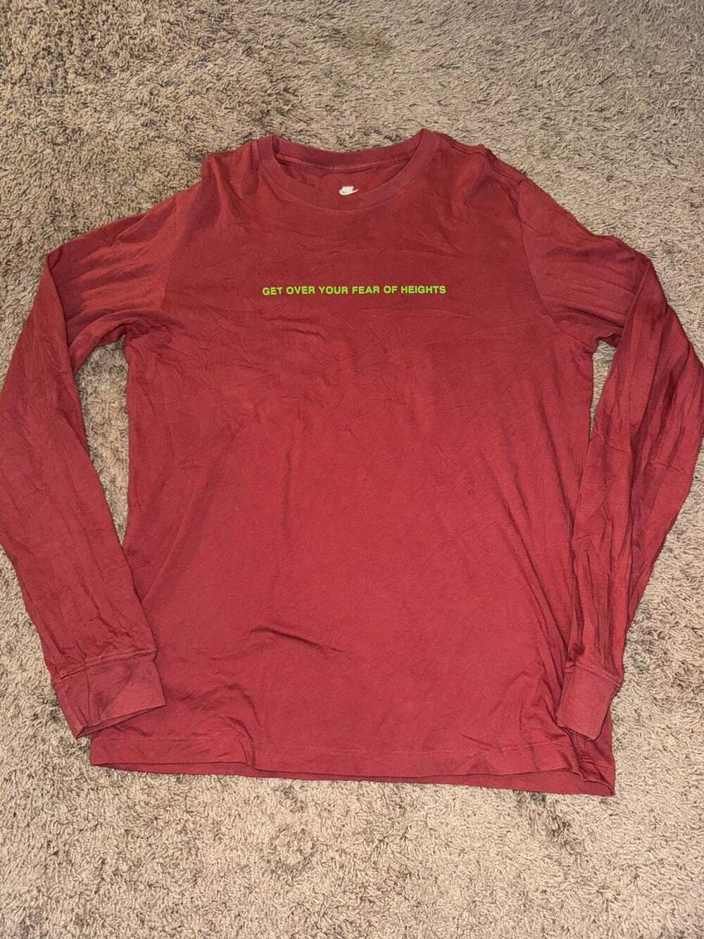 Nike Sportswear 'Get Over Your Fear Of Heights' Long-Sleeve T-Shirt Burgundy
